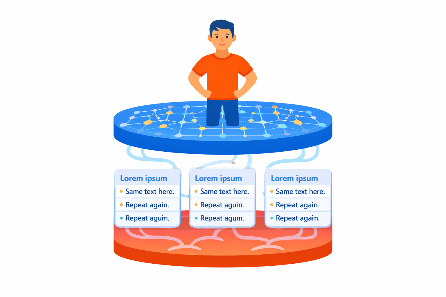 AI 위에서 사고를 통제하는 인간을 표현한 구조적 이미지